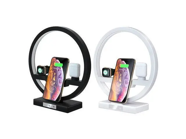 Alt view image 2 of 5 - 3 IN 1 QI Fast Wireless Charger Dock for iPhone 11 Pro Max for Apple Watch iWatch 1 2 3 4 5 Airpods Charger Holder LED Lamp 2019
