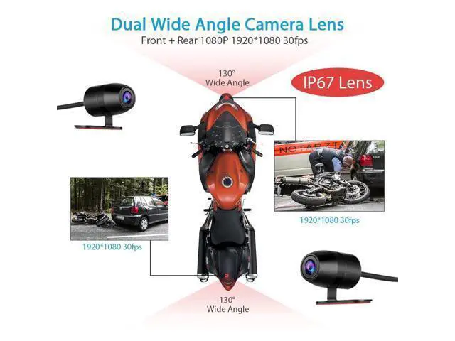 Alt view image 2 of 5 - Dual Motorbike Action Camera Recorder DVR HD 1080P Front and Rear View Motor Electronics Motorcycle Dash Cam