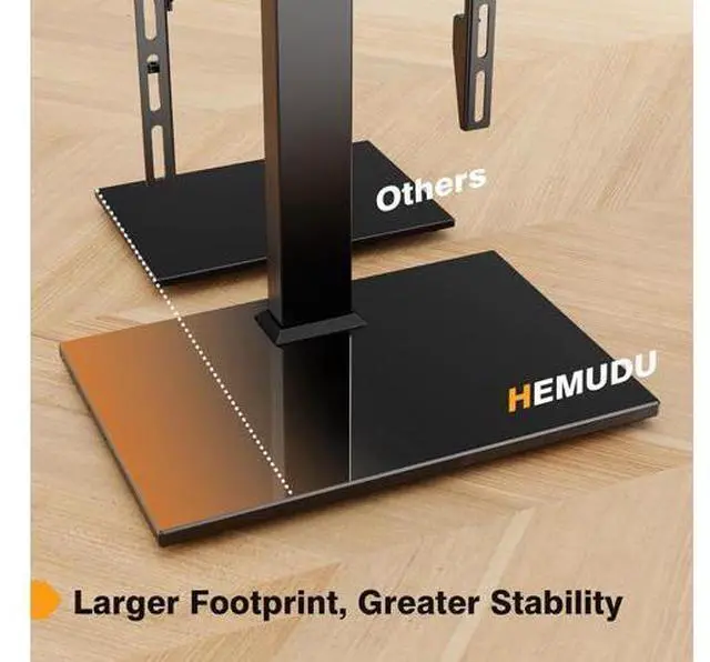 Alt view image 5 of 7 - Universal TV Stand - Table Top TV Stand for 27-60 inch LCD LED TVs - 6 Level Height Adjustable TV Base Stand with Tempered Glass Base & Wire Management, VESA 400x400mm