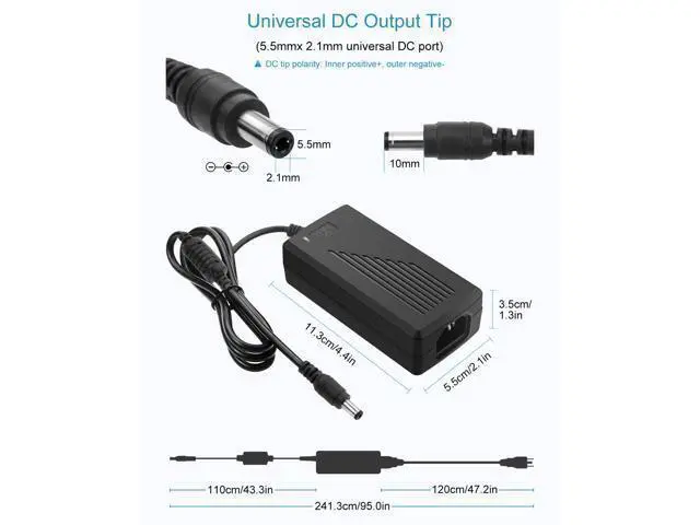 Alt view image 3 of 7 - DC 12V 5A Power Supply Adapter Converter Transformer 60W AC 100-240V Input with 5.5x2.5mm DC Output Jack for 5050 3528 LED Strip Module Light