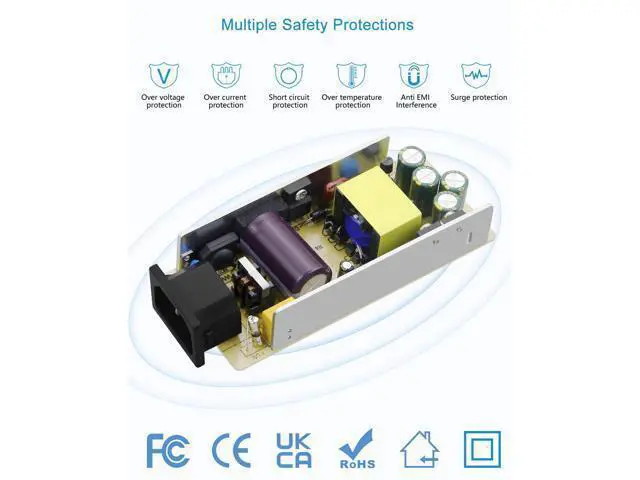 Alt view image 4 of 7 - DC 12V 5A Power Supply Adapter Converter Transformer 60W AC 100-240V Input with 5.5x2.5mm DC Output Jack for 5050 3528 LED Strip Module Light