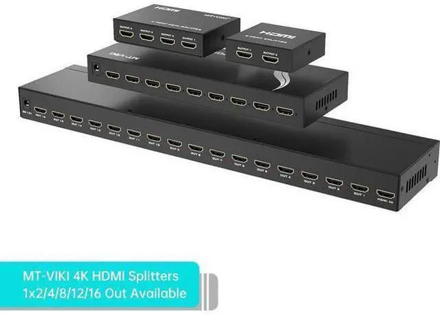 Alt view image 2 of 7 - MT-ViKI HDMI Splitter 1 in 4 Out 1x4 Power HDMI Splitter 4 Ports w/AC Adapter 4Kx2K@30Hz 3D Full HD Distributor for PS4 Fire Stick HDTV