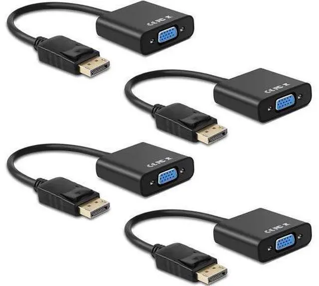 Main image of Display Port to VGA Adapter 4 Pack Gold-Plated DisplayPort DP to VGA Converter (Male to Female) for Computer Desktop Laptop PC Monitor Projector HDTV