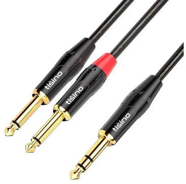 Main image of tisino 1/4 inch TRS Stereo to Dual 1/4 inch TS Mono Insert Cable Y-Splitter Stereo Breakout Cable Patch Cord - 3.3 feet