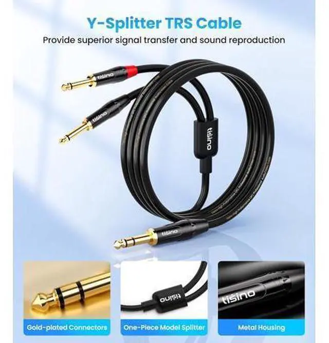 Alt view image 3 of 7 - tisino 1/4 inch TRS Stereo to Dual 1/4 inch TS Mono Insert Cable Y-Splitter Stereo Breakout Cable Patch Cord - 3.3 feet