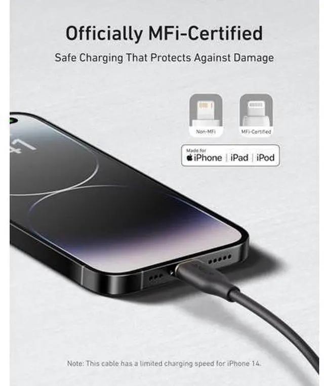 Alt view image 6 of 7 - Flow USB A to Lightning Cable Durable Charging Cord for iPhone 14/13 AirPods and More (Cord Organizer Included)(6FT USB 2.0)
