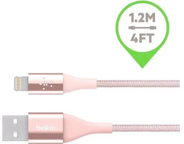 Alt view image 4 of 7 - MIXIT DuraTek Lightning to USB Cable - MFi-Certified iPhone Charging Cable for iPhone 11 11 Pro 11 Pro Max XS XS Max XR X 8/8 Plus and more (4ft/1.2m) Rose Gold