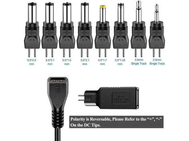 Alt view image 3 of 7 - 12W Universal AC Adapter Reversible Polarity Multi Voltage DC Power Supply with 9pcs Adaptor Tips Compatible with 3V to 12V Household Electronics 1.2Amp Output