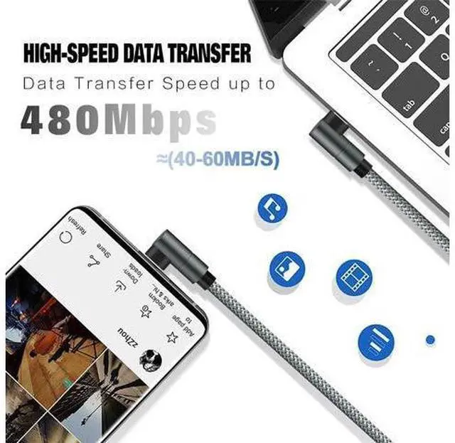 Alt view image 2 of 6 - USB C to Lightning Cable MFi Certified PD Fast iPhone 12 Charging 6ft Cable 90 Degree Type C Charger Cord Compatible with iPhone 13/12/12 ProMax/12Mini/11 Pro Max/X/XS/XR/8 iPad 8th (Grey)