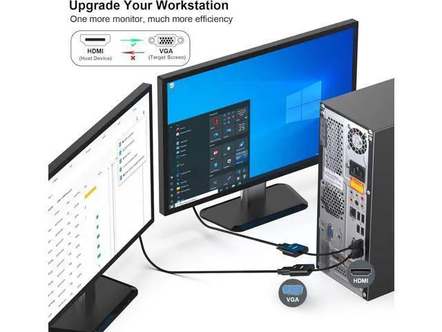 Alt view image 7 of 7 - HDMI to VGA Gold-Plated HDMI to VGA Adapter (Male to Female) Compatible for Computer Desktop Laptop PC Monitor Projector HDTV Chromebook Raspberry Pi Xbox and More - Black