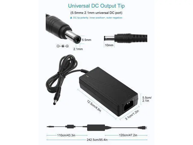 Alt view image 3 of 7 - 24V 3A 72W AC to DC Adapter Power Supply Converter AC 100V ~ 240V to DC 24V 3amp Transformer with 5.5x2.1mm DC Output Jack for 5050 3528 LED Strip Module Light CCTV Camera System