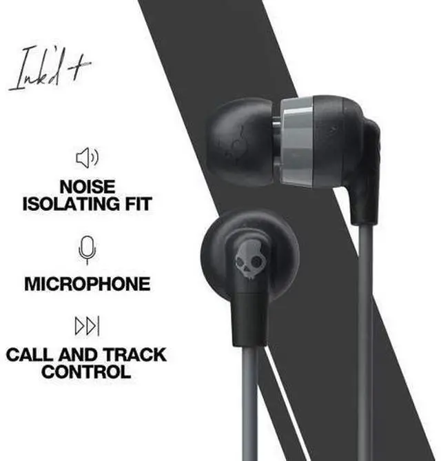 Alt view image 3 of 7 - Inkd+ Wired Earbuds with 3.5mm AUX Plug Noise Isolating Fit in-Line Microphone Call and Track Control Ear Gel Sizes Included for Custom Fit Convenient for Travel - Black