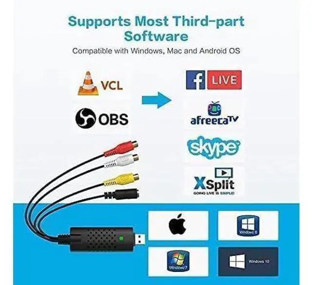 Alt view image 2 of 7 - VHS to Digital Converter RCA to USB Capture Card USB 2.0 Video Converter Grabber Convert VHS to Digital from VHS VCR Hi8 DVD Mini DV for PC TV Tape Player Camcorder MAC Windows Vista Compatible