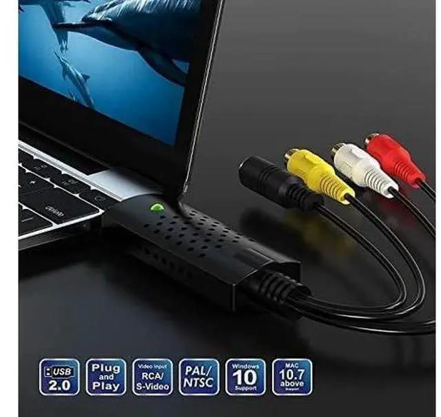 Alt view image 5 of 7 - VHS to Digital Converter RCA to USB Capture Card USB 2.0 Video Converter Grabber Convert VHS to Digital from VHS VCR Hi8 DVD Mini DV for PC TV Tape Player Camcorder MAC Windows Vista Compatible
