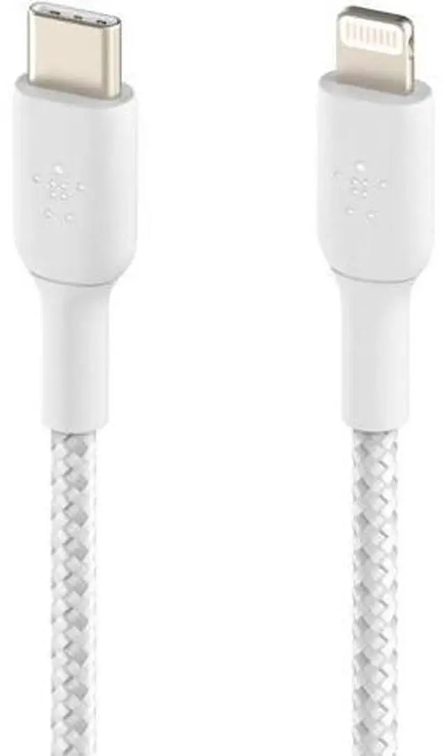 Alt view image 3 of 5 - BoostCharge Nylon Braided USB C to Lightning Cable 6.6ft/2M - MFi Certified 18W Power Delivery iPhone Charger Cord - Charger USB C Cable - Fast Charging for iPhone 14 iPhone 13 - White