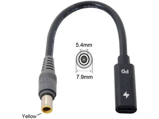 Alt view image 3 of 5 - Type C USB-C Female Input to DC 7.9*5.4mm Power PD Charge Cable fit for Laptop 18-20V