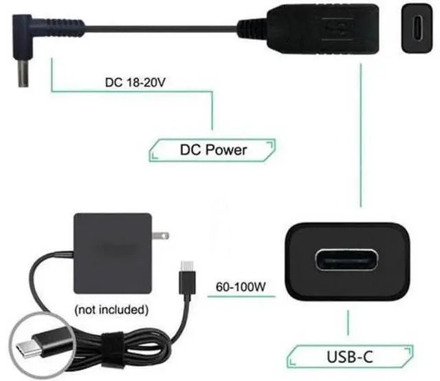Alt view image 3 of 7 - UC-100-4530MM USB 3.1 Type C USB-C to DC 20V 4.5 3.0mm Power Plug PD Emulator Trigger Charge Cable for Laptop