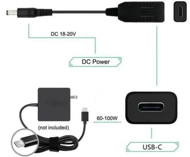 Alt view image 4 of 6 - UC-100-5525MM USB 3.1 Type C USB-C to DC 20V 5.5 2.5mm2.1mm Power Plug PD Emulator Trigger Charge Cable for Laptop