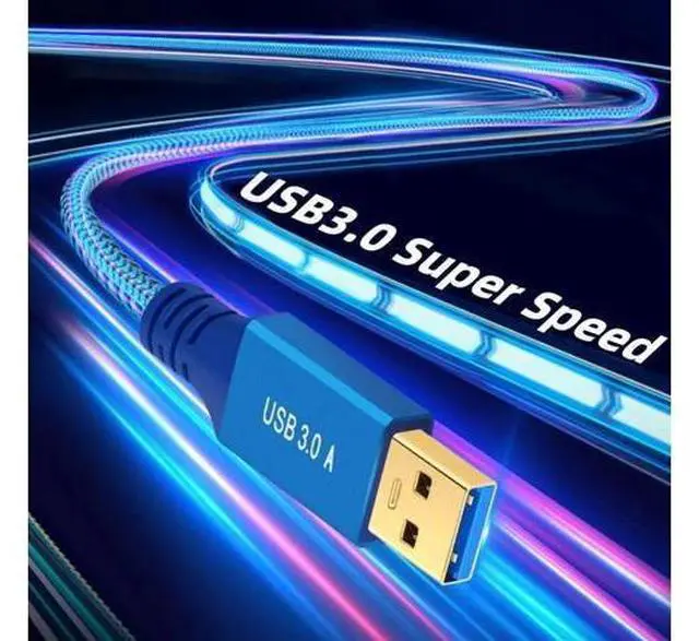Alt view image 7 of 7 - 0.3M USB 3.0 Type-A Male to USB3.0 Type-B Male Cable Extension Blue 5Gbps for Disk SSD Camera Data