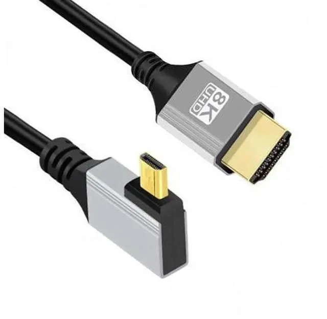 Alt view image 2 of 7 - 90 Degree Right Angled Micro HDMI 2.1 Ultra Thin HDTV Cable 8K 4K Hyper Super Flexible Slim Cord Type-A to Type-D for Camera HDTV