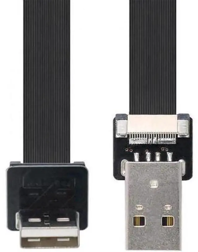 Main image of Down Angled USB 2.0 Type-A Male to Type-A Male Data Flat Slim FPC Cable 90 Degree for FPV and Disk and Scanner and Printer 1.5"feet
