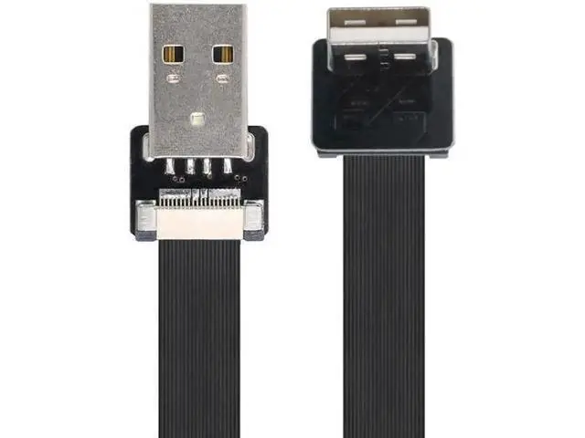 Alt view image 6 of 7 - Down Angled USB 2.0 Type-A Male to Type-A Male Data Flat Slim FPC Cable 90 Degree for FPV and Disk and Scanner and Printer 1.5"feet