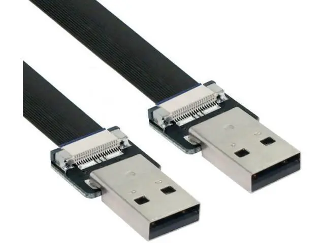 Alt view image 6 of 7 - USB 2.0 Type-A Male to Type-A Male Data Flat Slim FPC Cable for FPV and Disk and Scanner and Printer 1.5"feet