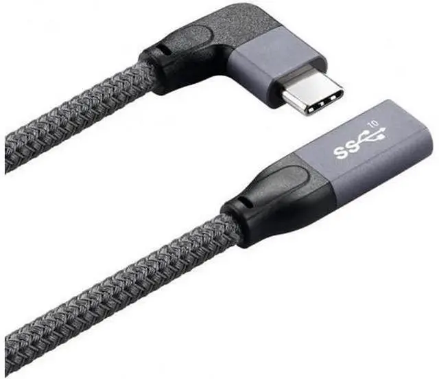 Main image of Left Right Angled USB-C USB 3.1 Type C Male to Female Extension Data Cable with Sleeve for Laptop UC-238-RI