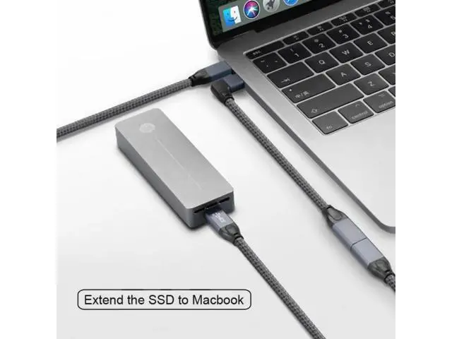 Alt view image 3 of 6 - Left Right Angled USB-C USB 3.1 Type C Male to Female Extension Data Cable with Sleeve for Laptop UC-238-RI