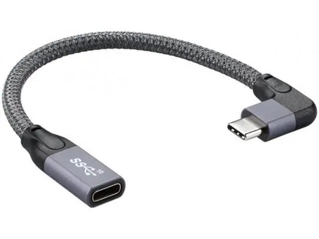 Alt view image 5 of 6 - Left Right Angled USB-C USB 3.1 Type C Male to Female Extension Data Cable with Sleeve for Laptop UC-238-RI