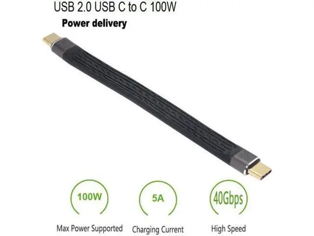 Alt view image 6 of 7 - Type-C USB-C Male to Male USB4 40Gbps 100W 8K Flat Slim FPC Data Cable for Laptop Phone 13cm