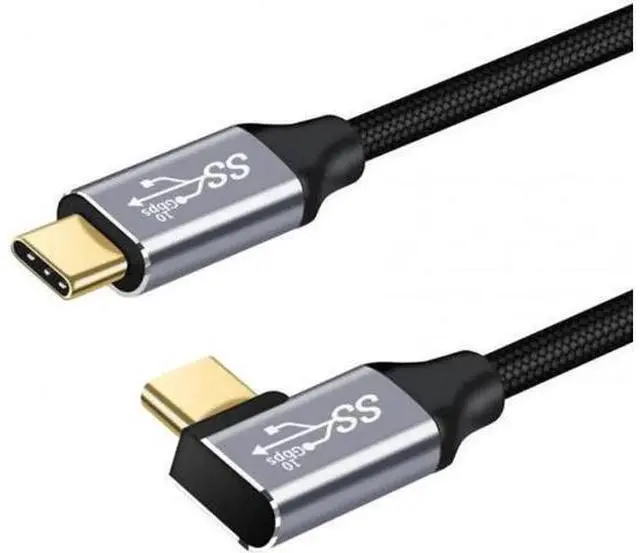 Alt view image 3 of 6 - 90 Degree Right Angled Type-C USB-C Male to Male USB3.1 10Gbps 100W Data Cable for Laptop and Phone