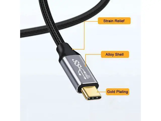 Alt view image 6 of 6 - 90 Degree Right Angled Type-C USB-C Male to Male USB3.1 10Gbps 100W Data Cable for Laptop and Phone
