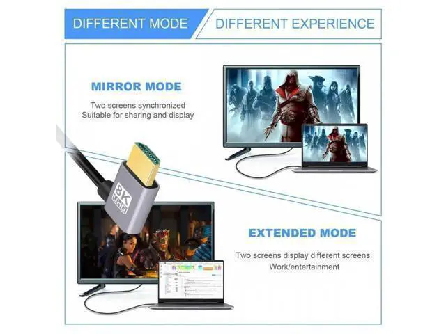 Alt view image 3 of 7 - HDMI 2.1 Ultra Thin HDTV Cable 8K 4K Hyper Super Flexible Slim Cord Left Angled to Left Angled 90 Degree Type-A for Computer HDTV