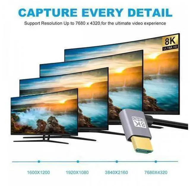 Alt view image 4 of 7 - HDMI 2.1 Ultra Thin HDTV Cable 8K 4K Hyper Super Flexible Slim Cord Left Angled to Left Angled 90 Degree Type-A for Computer HDTV