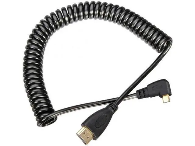 Alt view image 4 of 7 - Stretch Left Angled 90 Degree Micro HDMI to HDMI Male HDTV Cable for Cell Phone Tablet Camera