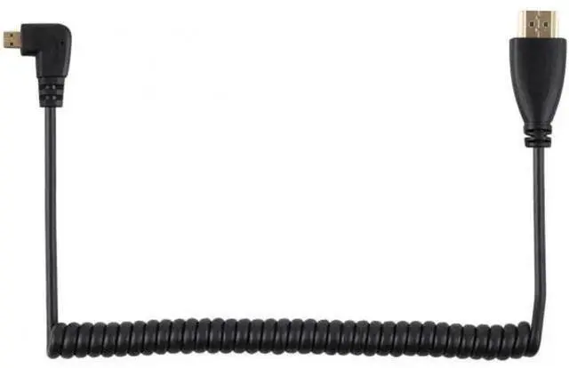 Alt view image 6 of 7 - Stretch Left Angled 90 Degree Micro HDMI to HDMI Male HDTV Cable for Cell Phone Tablet Camera