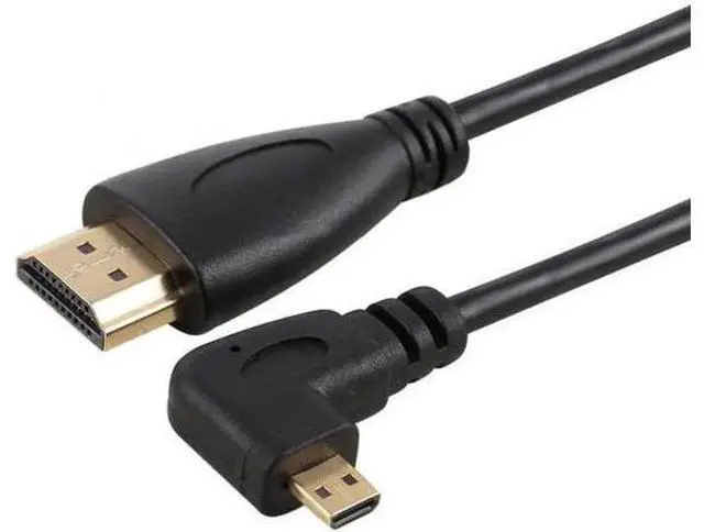 Alt view image 7 of 7 - Stretch Left Angled 90 Degree Micro HDMI to HDMI Male HDTV Cable for Cell Phone Tablet Camera
