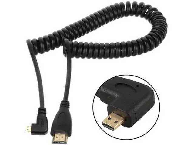 Alt view image 2 of 7 - Stretch Right Angled 90 Degree Micro HDMI to HDMI Male HDTV Cable for Cell Phone Tablet Camera