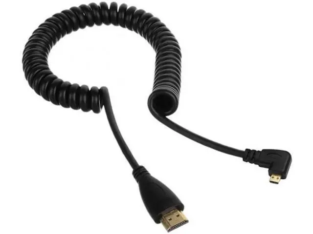 Alt view image 3 of 7 - Stretch Right Angled 90 Degree Micro HDMI to HDMI Male HDTV Cable for Cell Phone Tablet Camera