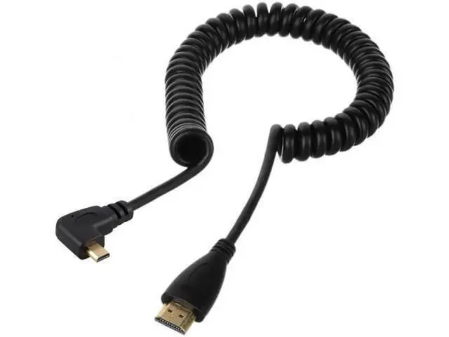 Alt view image 6 of 7 - Stretch Right Angled 90 Degree Micro HDMI to HDMI Male HDTV Cable for Cell Phone Tablet Camera
