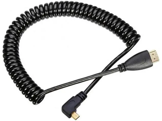 Alt view image 5 of 7 - Stretch Right Angled 90 Degree Micro HDMI to HDMI Male HDTV Cable for Cell Phone Tablet Camera