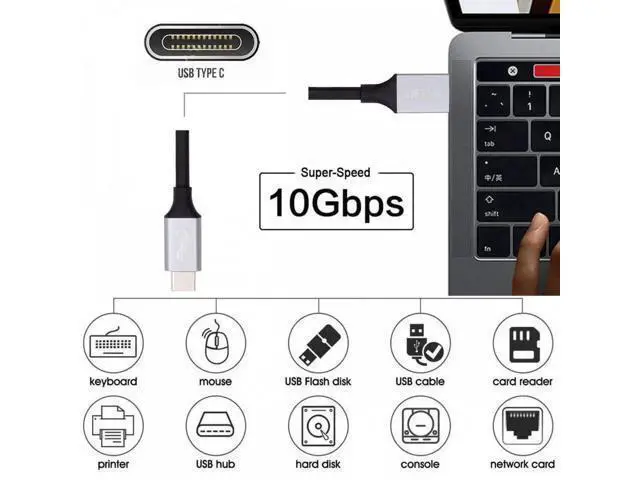 Alt view image 7 of 7 - 30cm 10Gbps USB 3.1 Type C Male to USB3.0 Type A Male Data Power Cable 5V3A for Laptop Phone Disk