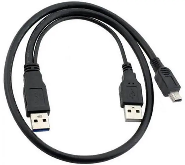 Main image of USB2.0 Dual Two A type Male to Mini 5-Pin male Y Cable for Hard Disk Drive Case