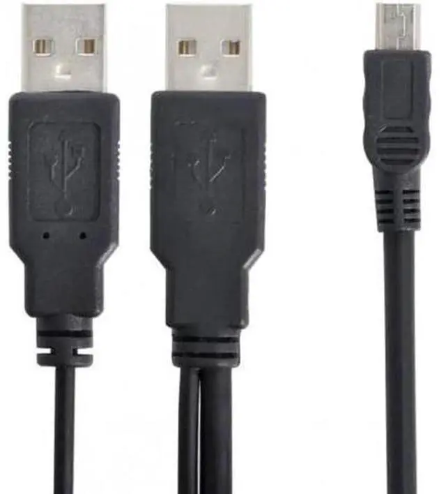 Alt view image 2 of 7 - USB2.0 Dual Two A type Male to Mini 5-Pin male Y Cable for Hard Disk Drive Case