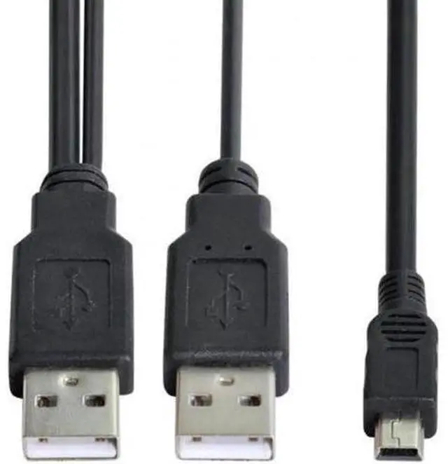 Alt view image 3 of 7 - USB2.0 Dual Two A type Male to Mini 5-Pin male Y Cable for Hard Disk Drive Case