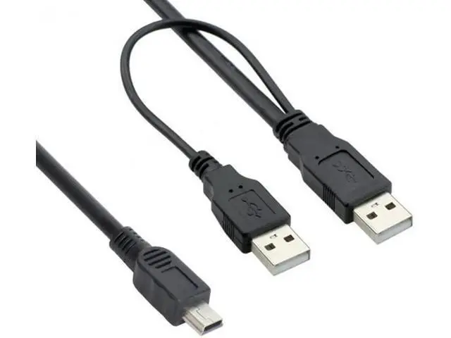 Alt view image 4 of 7 - USB2.0 Dual Two A type Male to Mini 5-Pin male Y Cable for Hard Disk Drive Case