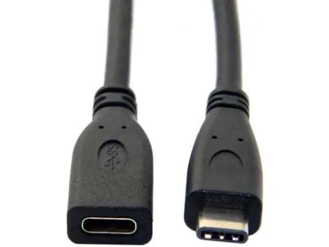 Alt view image 2 of 6 - UC-218-BK-0.6M USB-C USB 3.1 Type C Male to Female Extension Data Cable for Macbook Tablet Mobile Phone 60cm