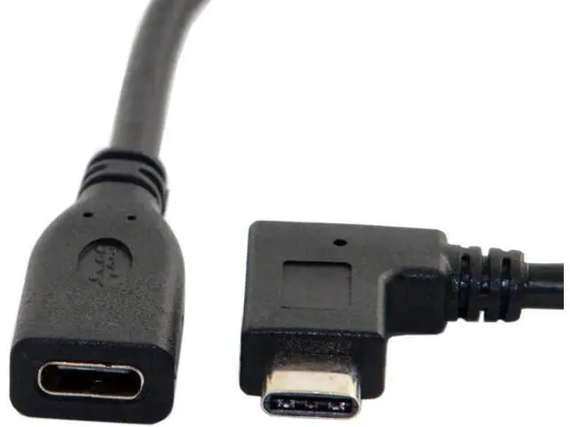 Alt view image 2 of 5 - 90 Degree Right Angled USB-C USB 3.1 Type C Male to Female Extension Data Cable for Macbook Tablet 20cm UC-218-RI-0.2M