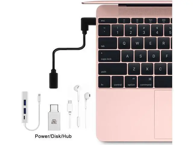 Alt view image 3 of 5 - 90 Degree Right Angled USB-C USB 3.1 Type C Male to Female Extension Data Cable for Macbook Tablet 20cm UC-218-RI-0.2M
